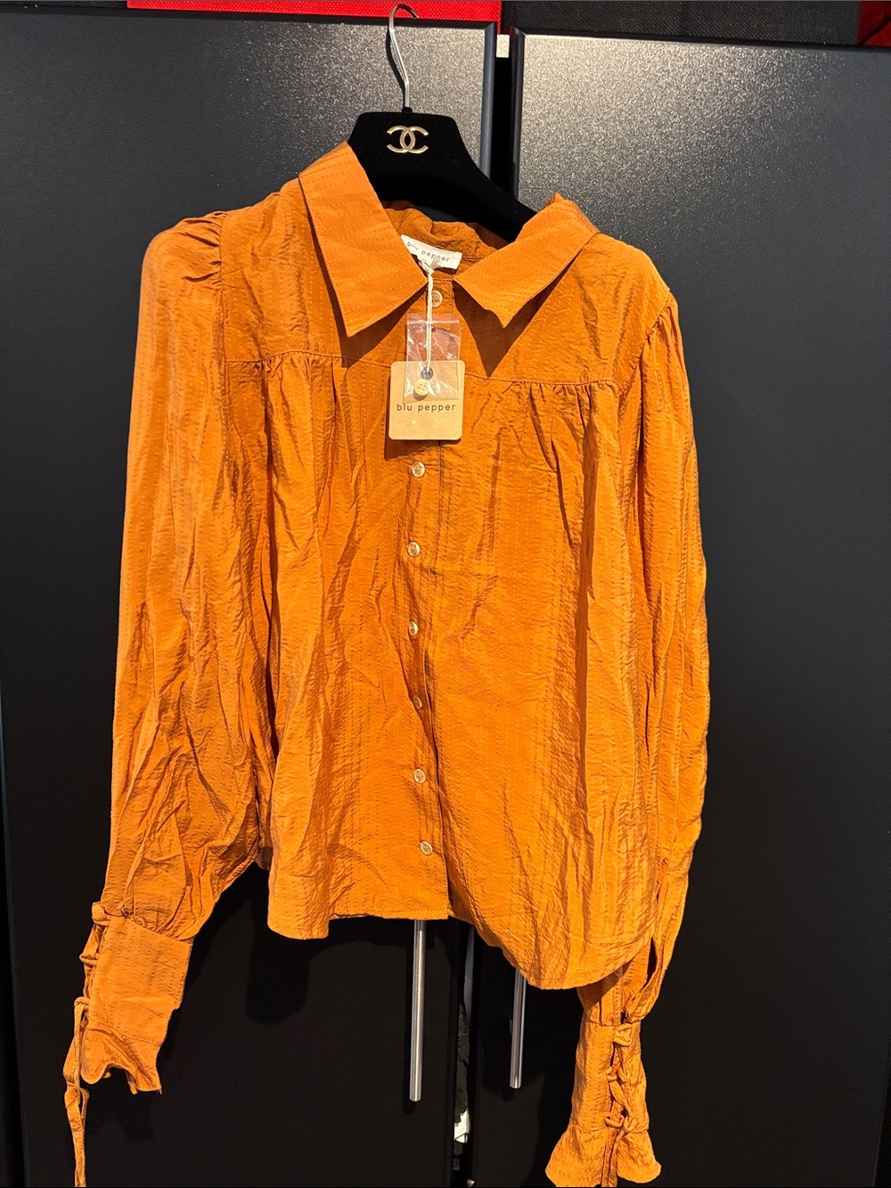 Blu Pepper Pumpkin Orange Boho Blouse